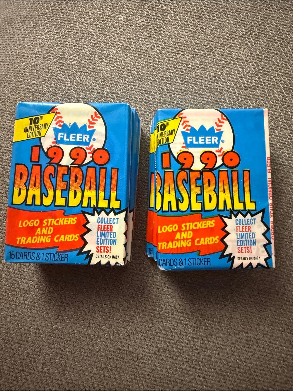 1990 Baseball Trading Card Packs - Blue